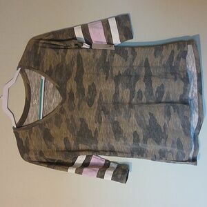 NWT SO Camo Long Sleeve Tee with Pink and White Stripes Size XS